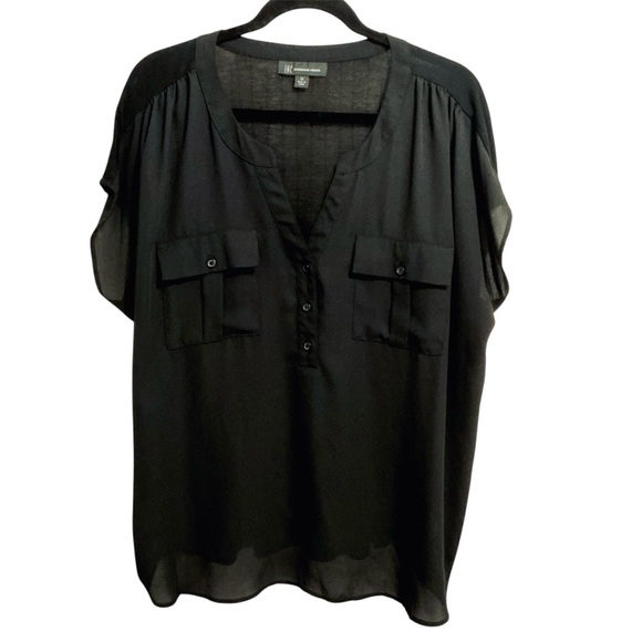 INC International Concepts Tops - INC International Concepts Black Short Sleeve Blouse - Sz 2X Plus Size